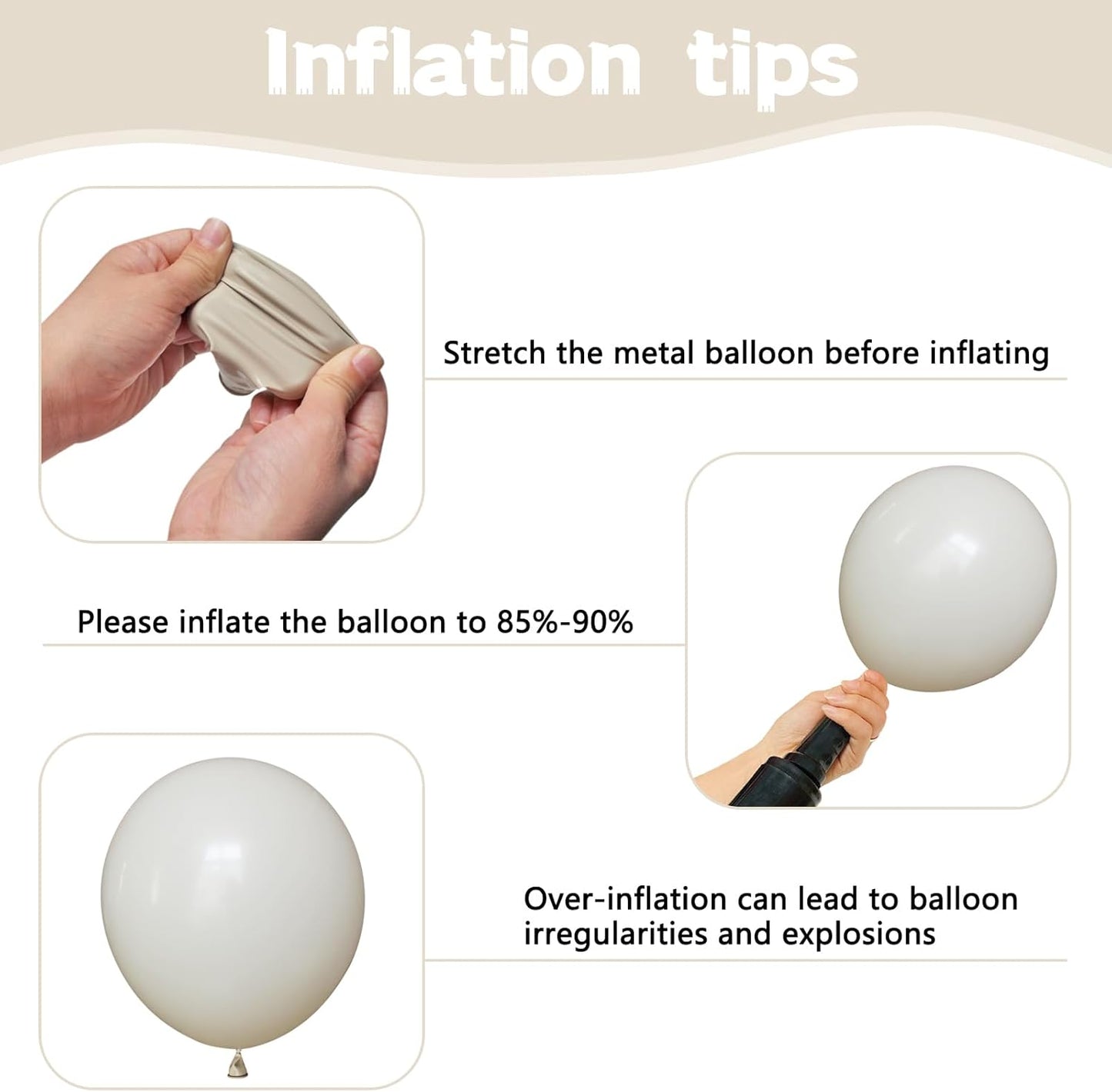 134Pcs Sand White Balloons Different Sizes 5 10 12 18 Inch sand white Latex Balloon for Birthday Wedding Baby Shower. (Sand white)