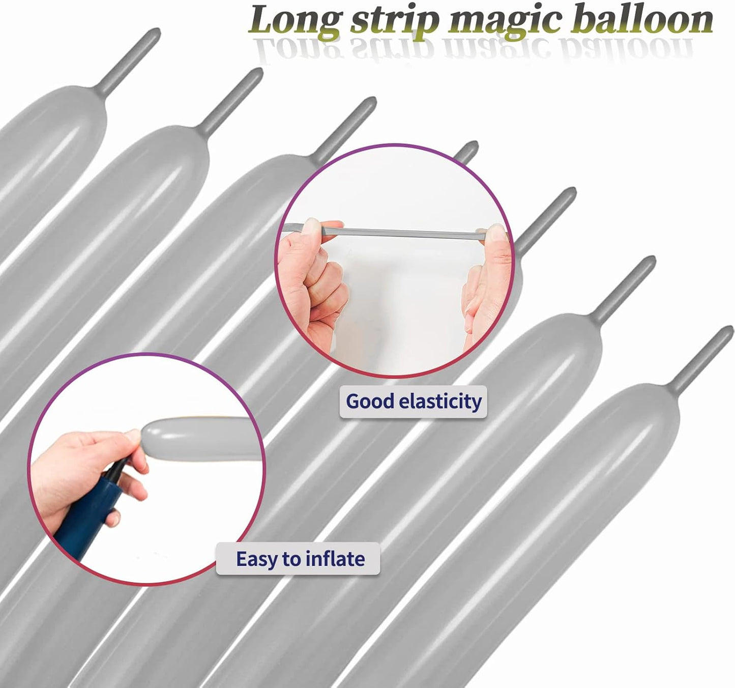 260 Balloons 100 pcs: Skinny Silver Balloons for Wedding, Birthday Parties