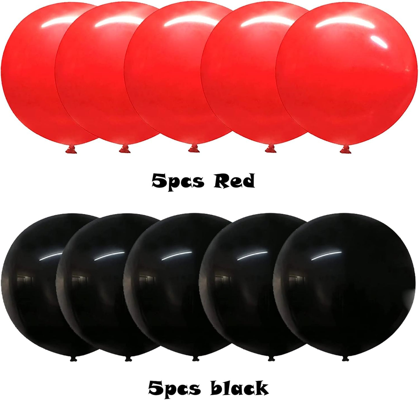 24 Inch Latex Round Balloons 10 Pack Black and Red Thick Giant Balloons for Photo Shoot Wedding Baby Shower Birthday Party Decorations by IN-JOOYAA