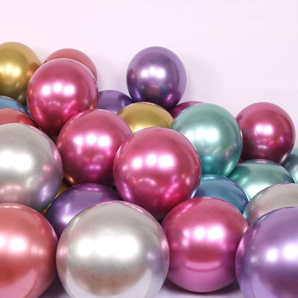 KALOR 12 Inch Metallic Multicolor Balloons, 50 Pcs Latex Helium Metallic Balloons for Kid's Birthday Party, Baby Shower, Wedding, Graduate Party Decorations