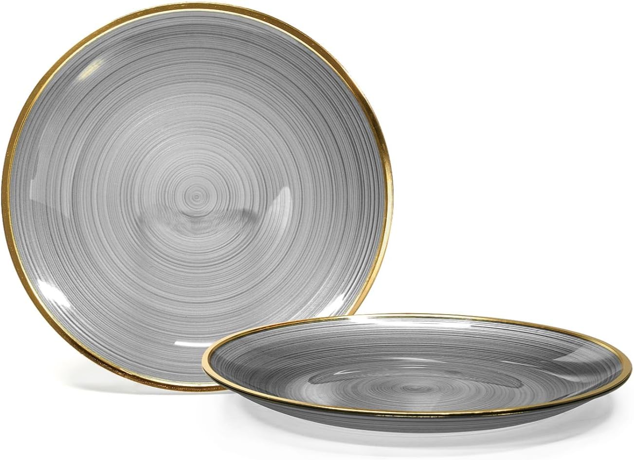 " OCCASIONS " 50 Plates Pack (25 Guests)-Wedding Party Disposable Plastic Plate Set -25 x 10'' Dinner + 25 x 7'' Salad & Dessert plates (Belize in Black & Gold)