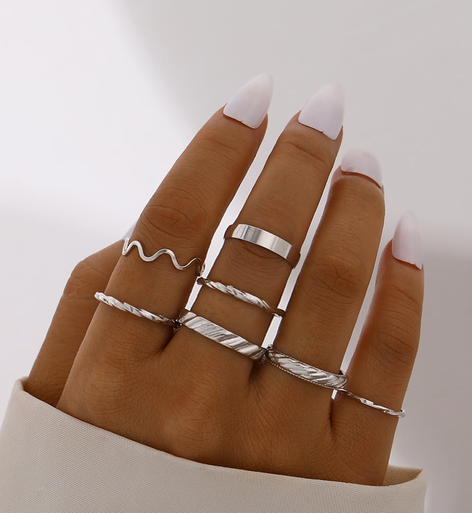 iF YOU 25 Pcs Gold Knuckle Ring Set for Women, Chunky Stackable Finger Midi Rings, Silver Simple Stacking Cute Rings Pack Trendy Stuff Jewelry Gift