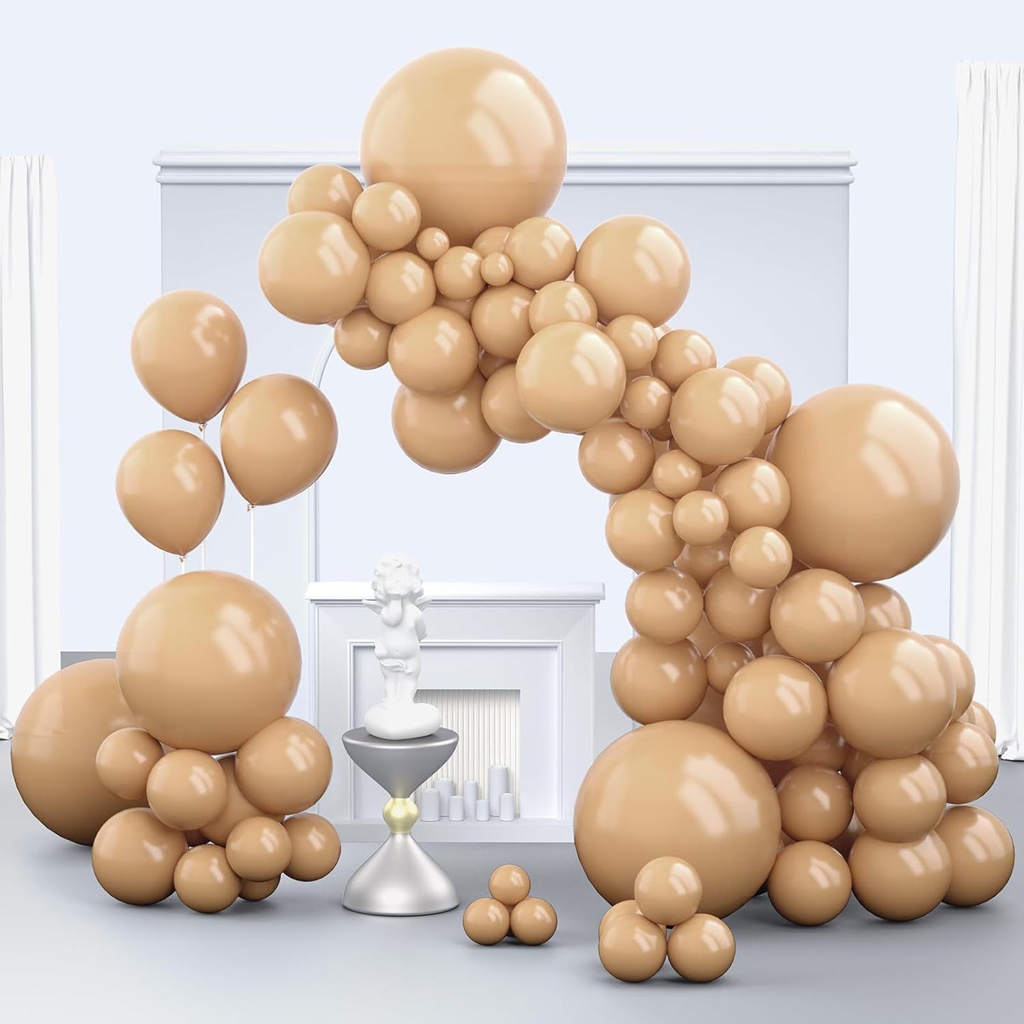 Light Brown Balloons, 150 pcs Different Sizes Pack of 18 Inch 12 Inch 10 Inch 5 Inch Tan Boho Neutral Balloons for Balloon Garland Balloon Arch as Birthday Party Wedding Decorations