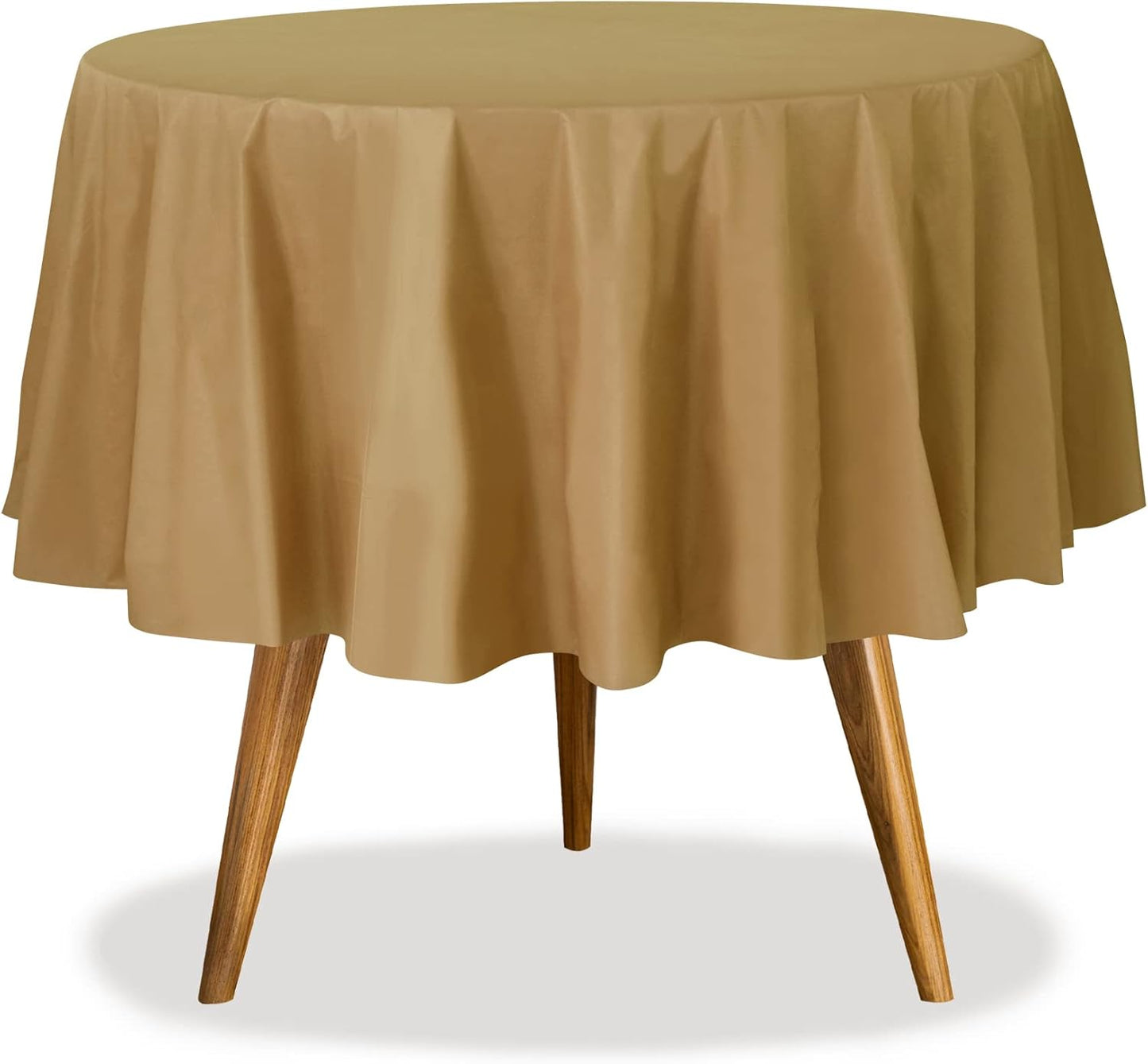 Gold Disposable Plastic Tablecloth for Round Tables (36 Pack) Table Cloths for Parties, Events & Weddings, Indoors & Outdoors, 84 inches, Plastic Table Cover