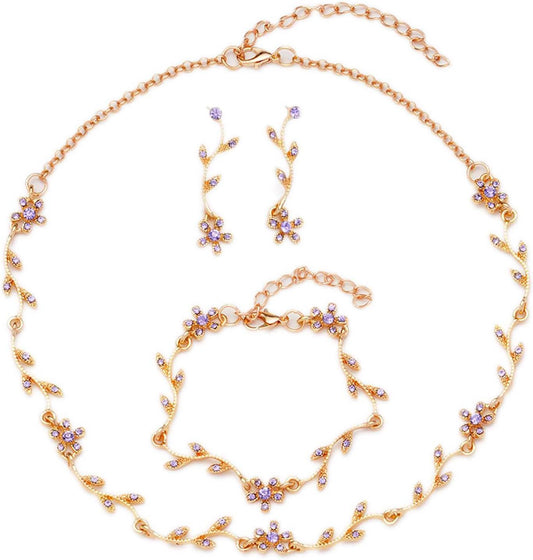 Crystal Necklace Earrings Bracelet Bridal Wedding Jewelry Set Rhinestone Choker Necklace For Brides Bridesmaid