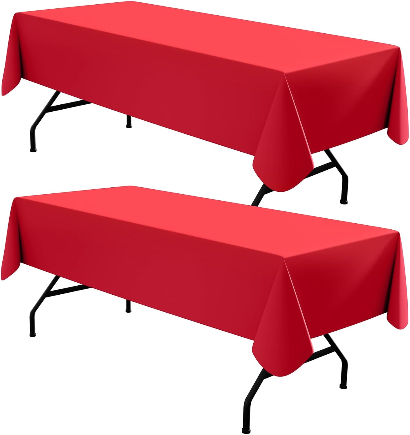 homing 2 Pack Rectangle Vinyl Tablecloth, Waterproof Spillproof Plastic Flannel Backed Table Cloth, Wipe Clean Table Cover for Dining, Christmas, Parties and Holiday (Red, 60" x 102")