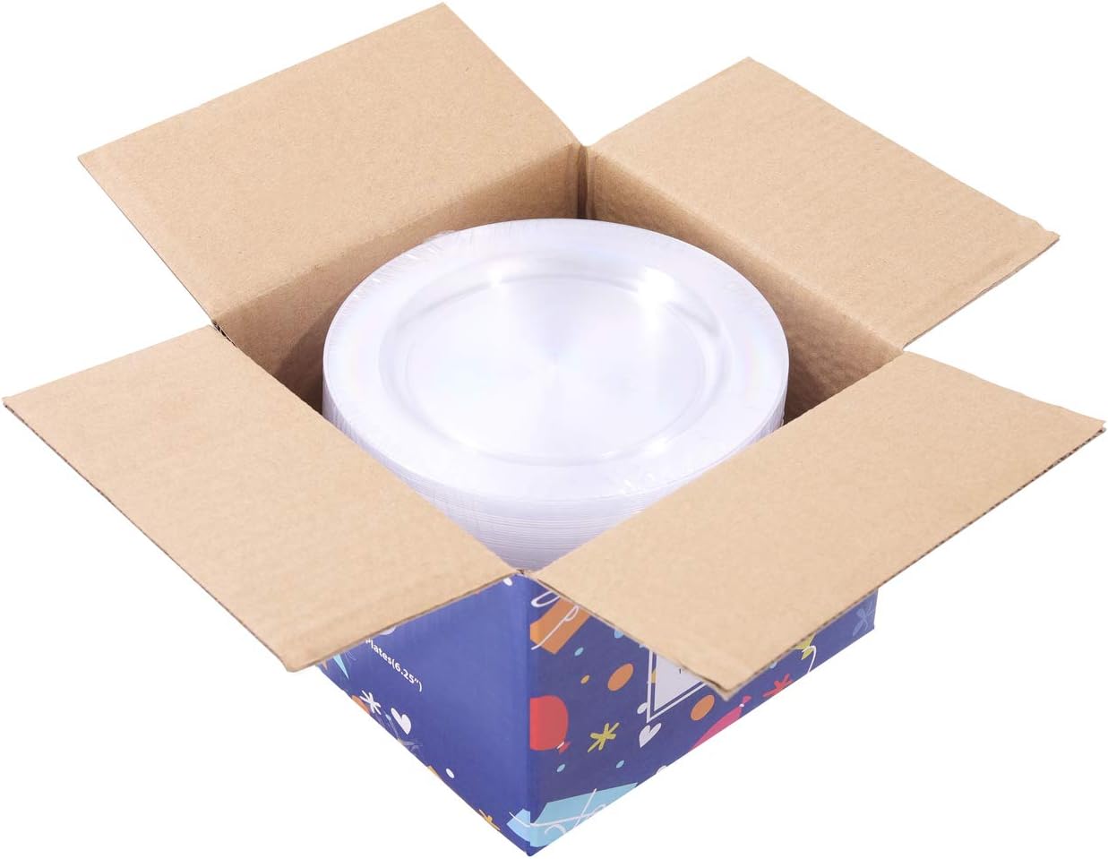 bUCLA 100Pieces Clear Plastic Plates - 6.25inch Premium Hard Disposable Salad/Dessert/Appetizer/Small Cake Plates for Wedding& Party