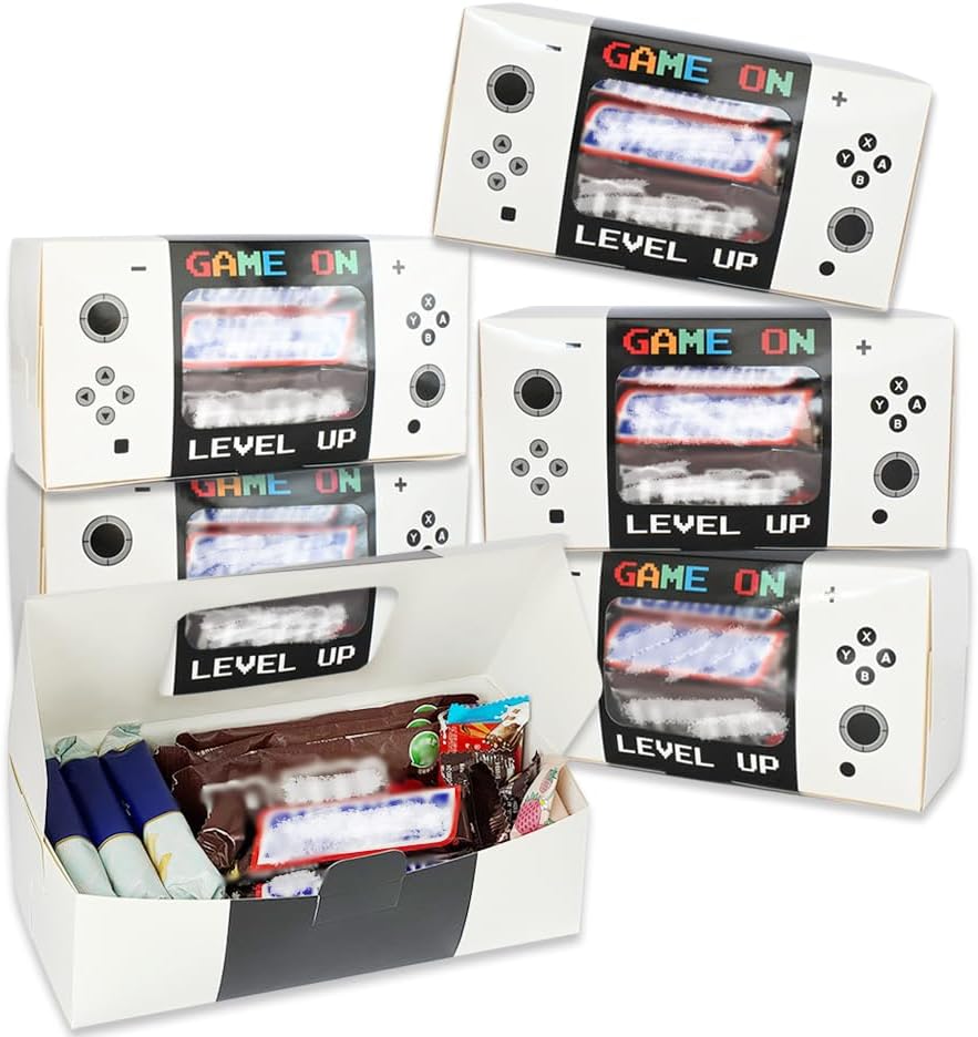 Shescrzionu Video Game Party Favors Boxes 12 PCS-Perfect Party Favor Boxes with Window,Game On Birthday Decorations Video Game Birthday Decorations,Game Bags,Video Game Gifts Aa04