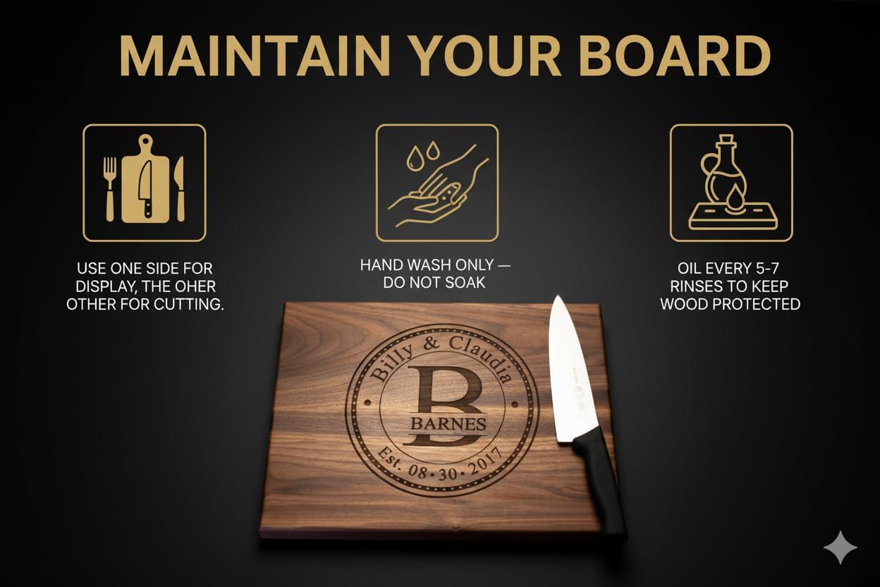 Personalized Christmas Gifts for Couples - Custom Cutting Board Wedding Gifts, Unique Holiday Gift for Family Premium Handmade Wood Gift Anniversarie, Bridal Shower & Couples – Unique Newlywed Gift