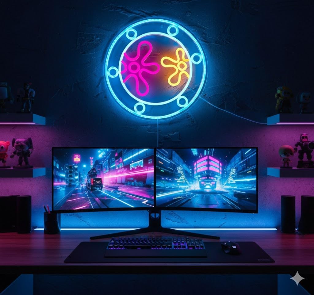 manimo Ocean World Porthole Neon Lights, LED Under Sea Porthole Neon Signs for Wall Decor,USB Night Light for Game Room Bedroom Birthday Wedding Party Gifts(13.3 * 13.3in)