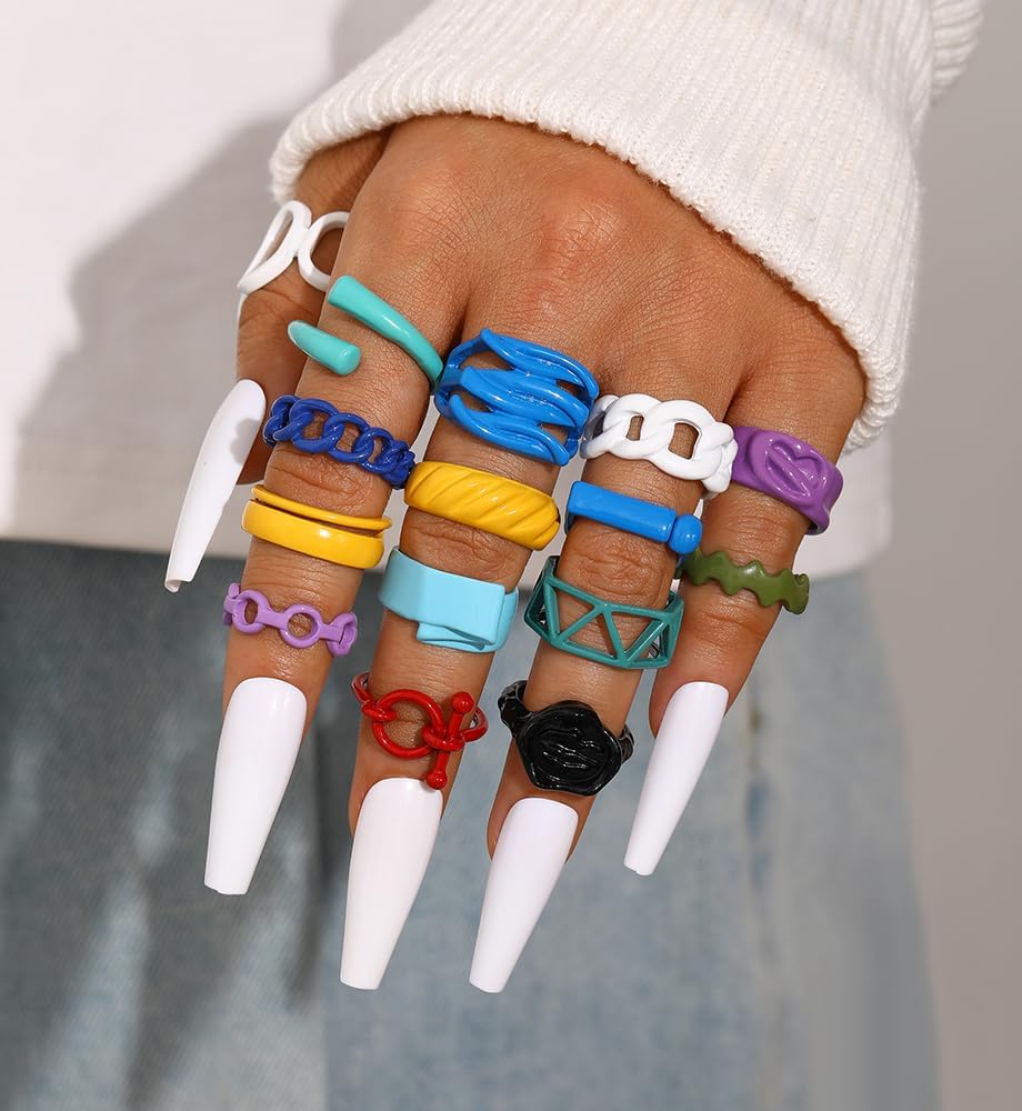 iF YOU 25 Pcs Gold Knuckle Ring Set for Women, Chunky Stackable Finger Midi Rings, Silver Simple Stacking Cute Rings Pack Trendy Stuff Jewelry Gift