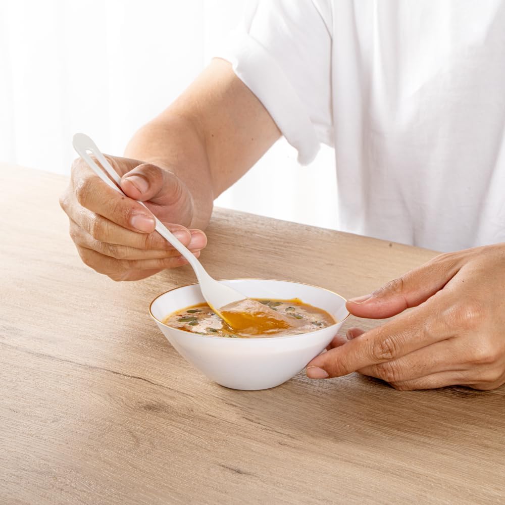 Restaurantware Moderna 6 Ounce Plastic Bowls 20 Durable Disposable Salad Bowls - Gold-Rimmed Heavy-Duty White Plastic Fancy Bowls For Warm And Cold Foods Ideal For Restaurants