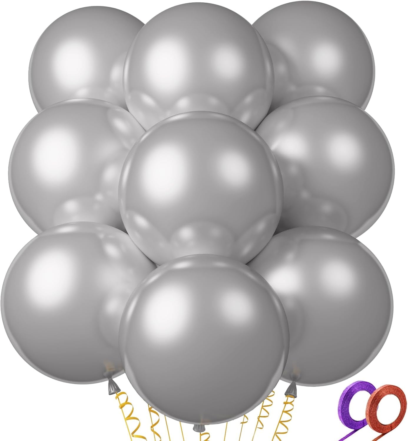 32Pcs Pearl Silver Big Balloons 18 Inch, Silver Round Large Latex Party Balloons for Birthday Wedding Decorations.
