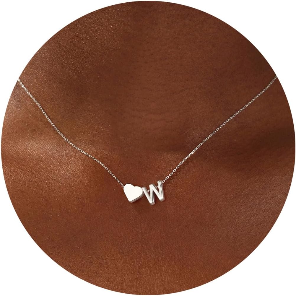 Turandoss Heart Initial Necklace for Women Teen Girls - 18K Gold Plated Letter A-Z Pendant Necklace Dainty Heart Necklaces Tiny Initial Necklaces Birthday Gifts for Women Jewelry