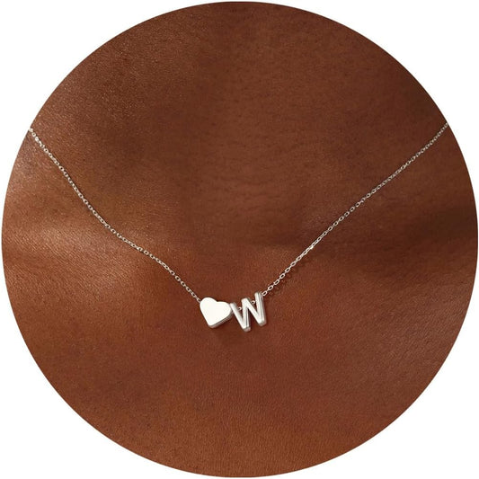 Turandoss Heart Initial Necklace for Women Teen Girls - 18K Gold Plated Letter A-Z Pendant Necklace Dainty Heart Necklaces Tiny Initial Necklaces Birthday Gifts for Women Jewelry