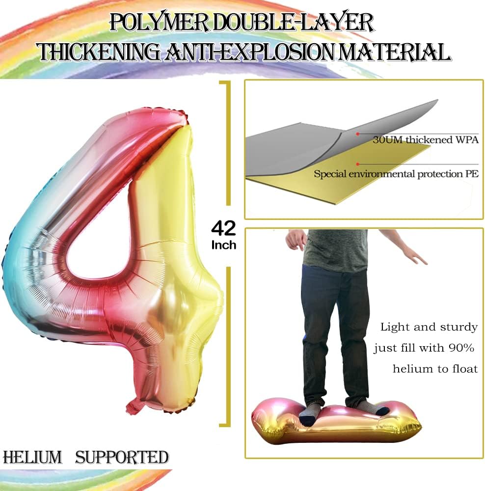 GOER Number 14 Balloons for 14th Birthday Sweet 14 Party Decorations,42 Inch Jumbo Foil Helium 41 Balloons for 41st Birthday Party Decoration (Rainbow)