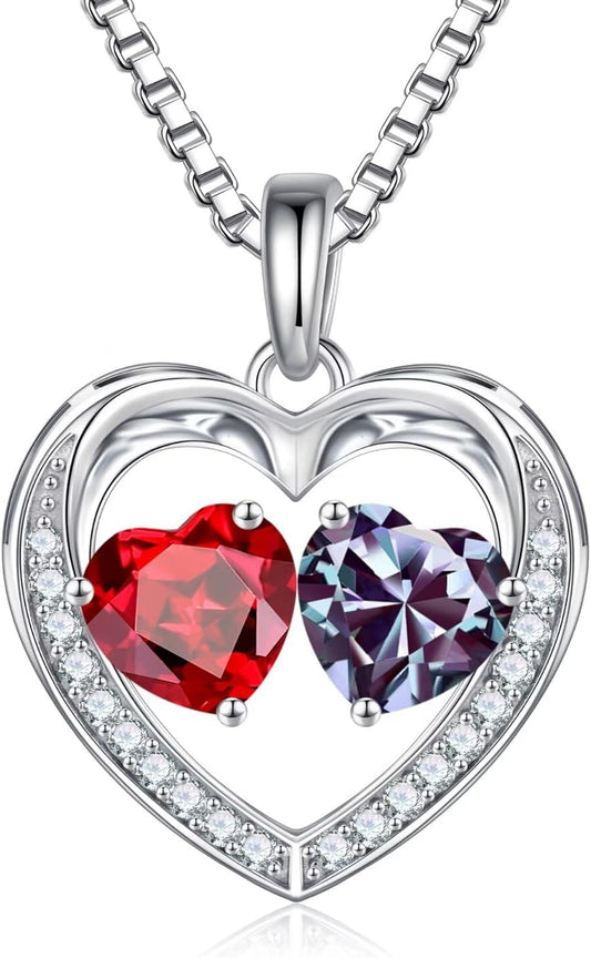 Iefil Christmas Gifts for Wife - 925 Sterling Silver Birthstone Necklace, Anniversary Birthday Gifts for Women, Stocking Stuffers for Women Wife Mom Daughter