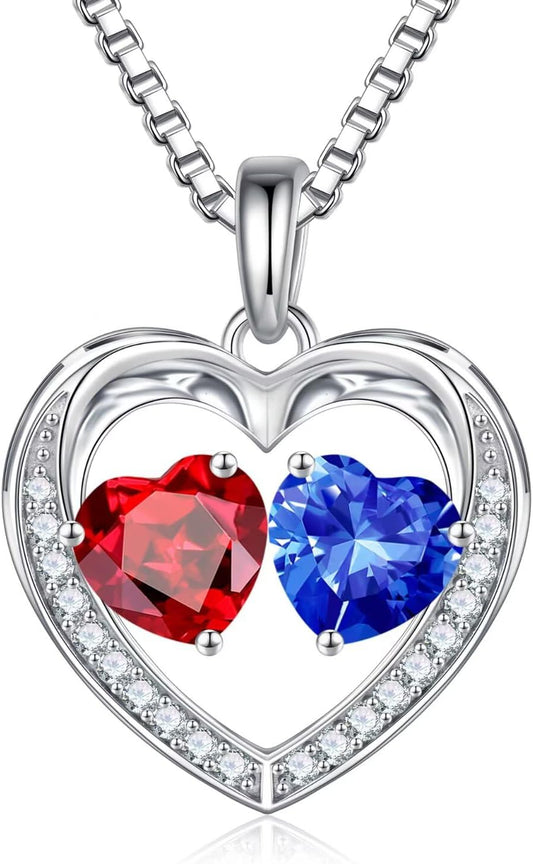 Iefil Christmas Gifts for Wife - 925 Sterling Silver Birthstone Necklace, Anniversary Birthday Gifts for Women, Stocking Stuffers for Women Wife Mom Daughter