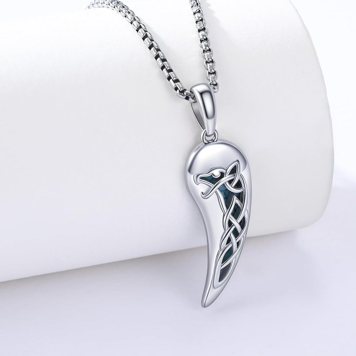 Celtic Knot Wolf Necklace for Men 925 Sterling Silver Celtic Knot Necklace Viking Wolf Jewelry Birthday Gifts for Halloween Valentine Day Birthday Anniversary Christmas Gifts