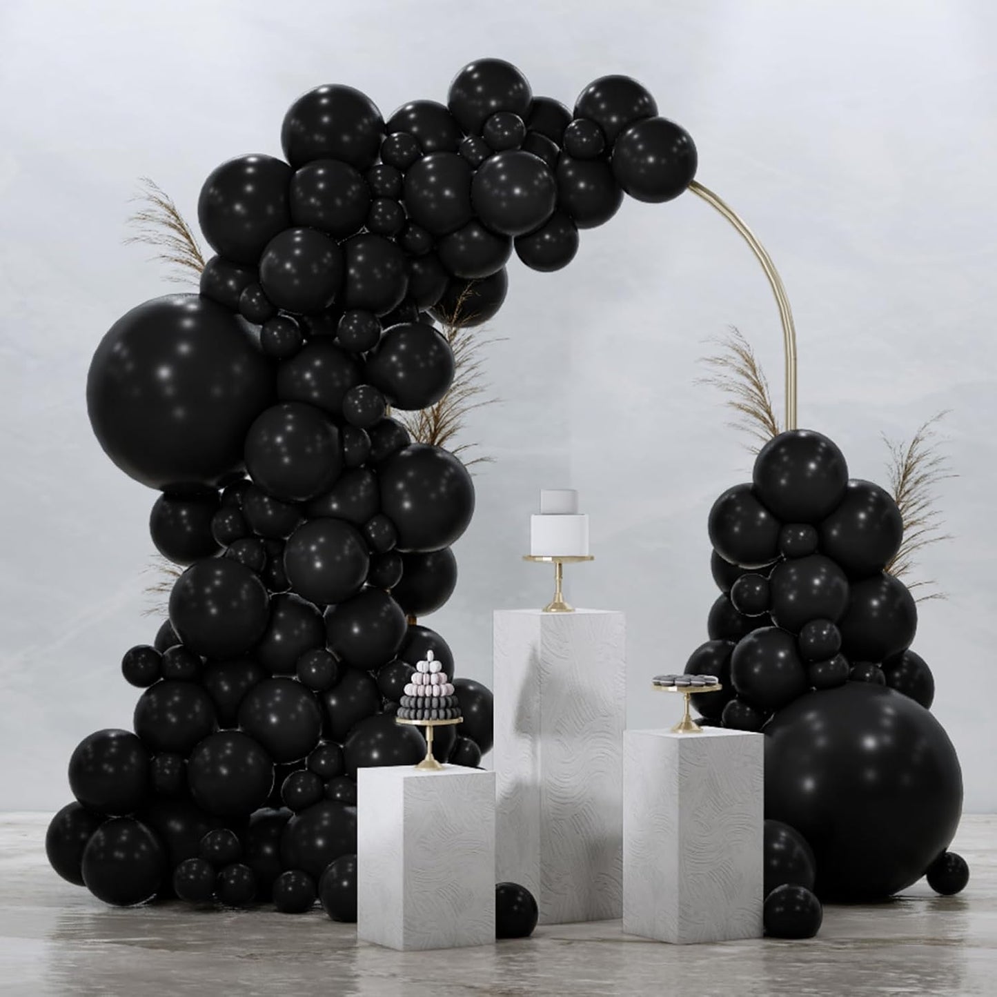 PartyWoo Black Balloons 92 pcs Different Sizes Pack of 18 12 10 5 Inch Matte Black Latex Balloon Arch Kit Garland for Graduation Halloween New Year Anniversary Birthday Party Decorations Black-Y18
