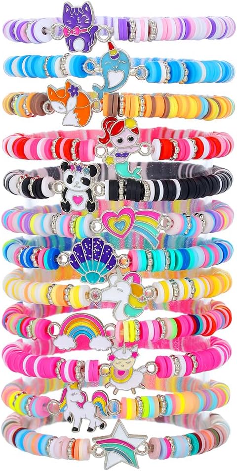 Friendship Bracelets Boho Stackable Bracelets for Women Surfer Heishi Clay Bead Bracelets Stretch Preppy Bracelets Colorful Boho Bracelets for Women