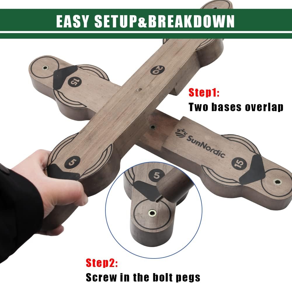 Wooden Ring Toss Game Set, Backyard Beach Camping Game with Toss Rings & Portable Carrying Bag, Outdoor Lawn & Yard Games for Kids, Adults & Family