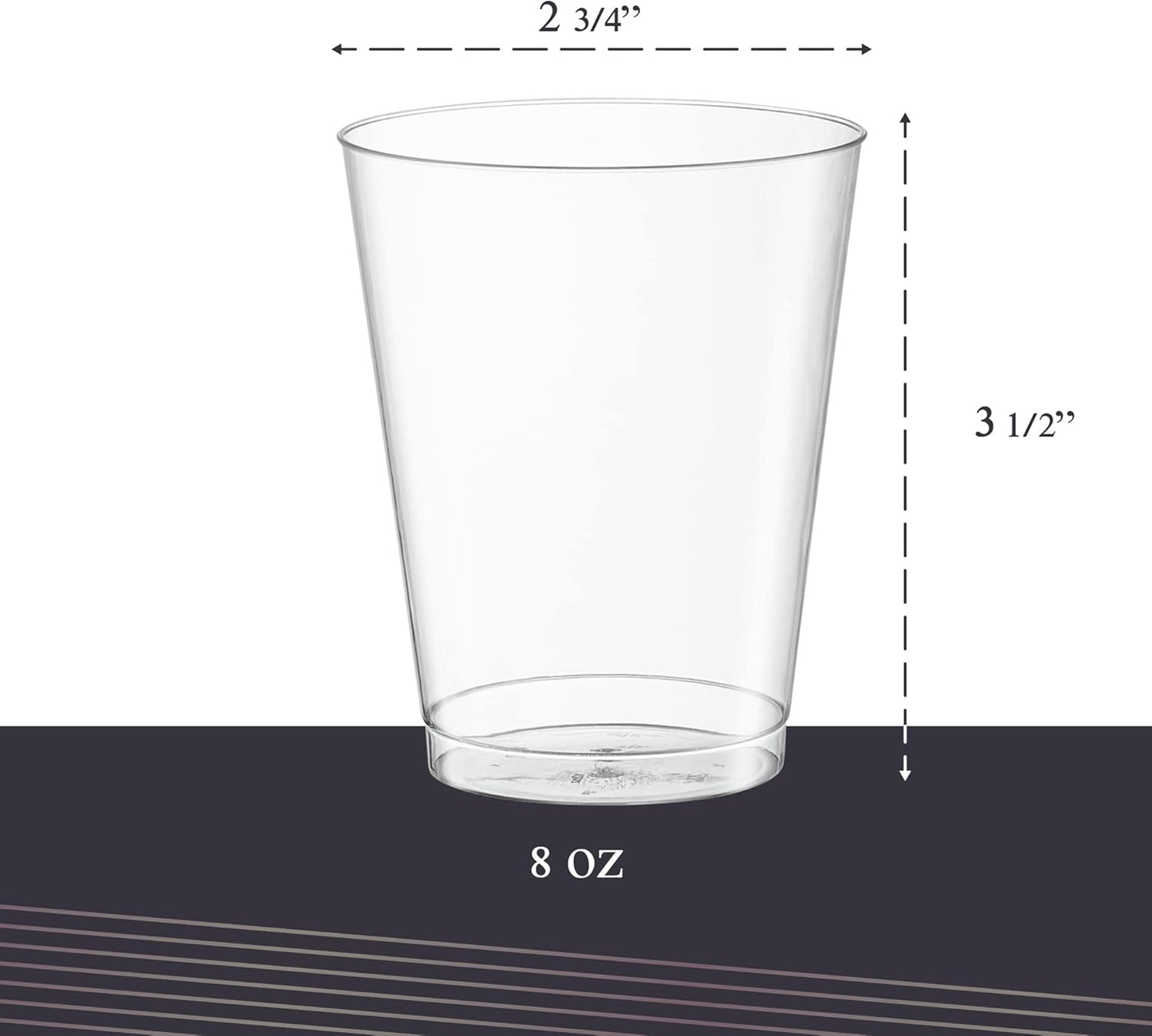 PLASTICPRO Disposable 8 oz Crystal Clear Plastic Tumblers for Party's & Weddings pack of 100