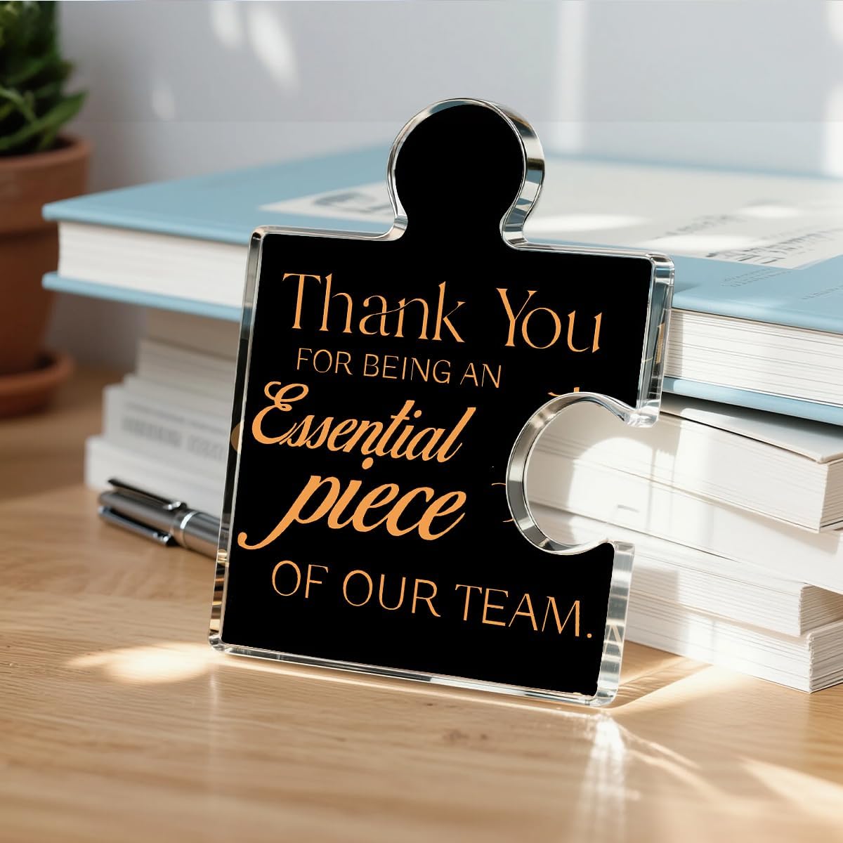 Teams Appreciation Gifts for Employees, Thank You Gift for Coworkers Colleagues, Best Team Ever Gifts Thank You for Being an Essential Piece of Our Team Acrylic Puzzle Piece Plaque Office Decor, Black
