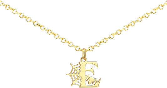 Halloween Necklace Halloween Gifts for Women Initial Necklace with Spider Web for Teen Girl Adjustable Dainty Gold Letter Necklaces for Her Girlfriend Daughter Halloweens Birthday Gift Basket Jewelry Decorations