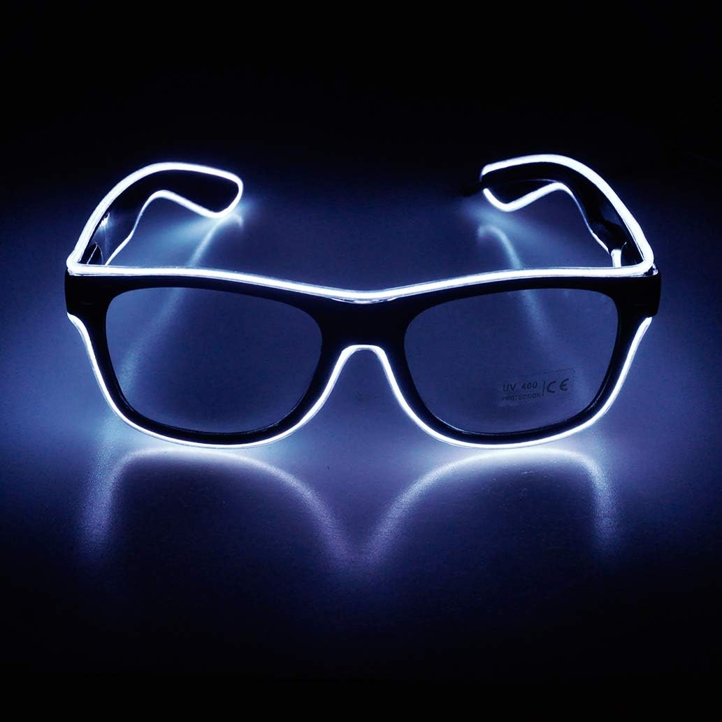 Aquat Light up EL Wire Neon Rave Glasses Glow LED Sunglasses Costumes For Party, EDM, Halloween, Wired with Battery Power