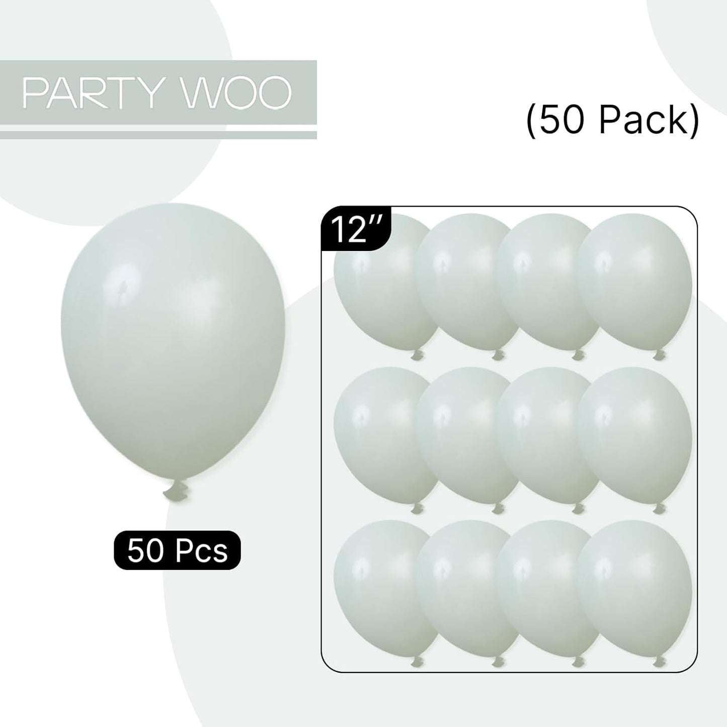 PartyWoo Dusty Green Balloons 50 pcs 12 Inch Matte Sage Olive Boho Green Eucalyptus Helium Balloons for Wedding Baby Shower Gender Reveal Birthday Graduation Jungle Safari Party Decorations Green-F35