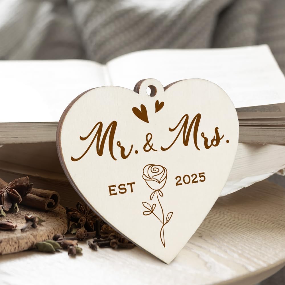 Rotating Wedding EST 2025 Picture Frame 4x6, Mr & Mrs Gifts, Bridal Shower & Engagement Gifts for Couples & Newlyweds