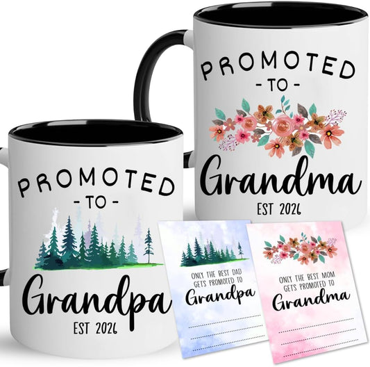Christmas Gifts For First Time Grandparents, Promoted To Grandma And Grandpa Mugs Est 2026, Grandparents Baby Announcement, Pregnancy Announcement Mug, Grandparent To Be Gifts, New Grandparent Gift