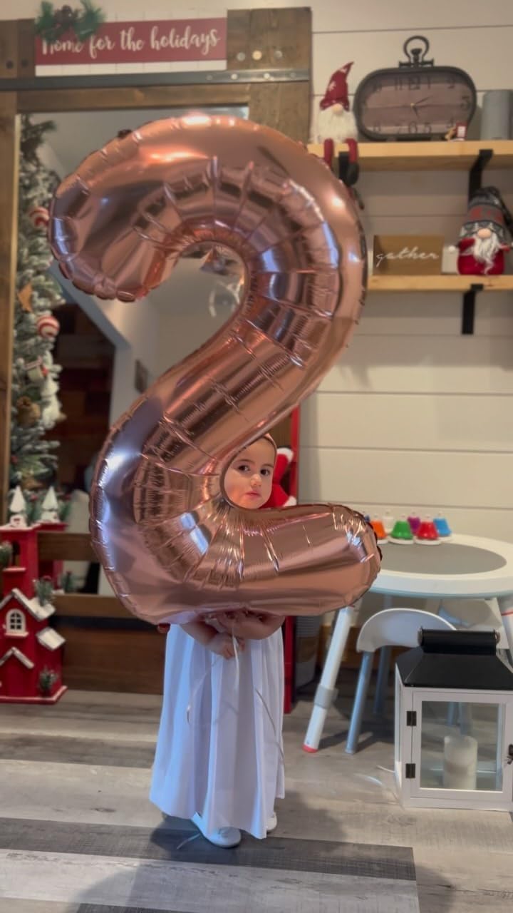 40 Inch Rose Gold 1 Balloon for First Birthday, 1st Number Balloons Birthday Decorations for Girl Boy Kids Toddler Baby, One Giant Number 1 Balloon