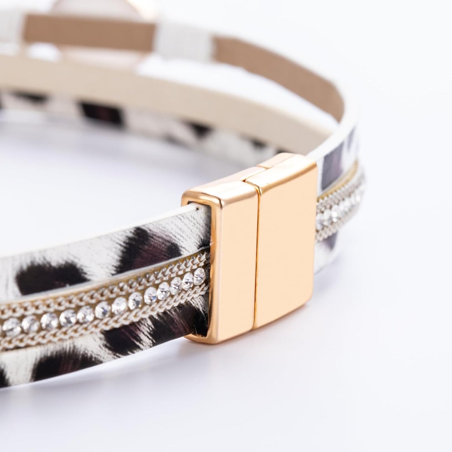 FANCY SHINY Leather Wrap Bracelet Boho Cuff Bangle Bracelets Crystal Bead Bracelet with Magnetic Clasp Jewelry Gifts for Women