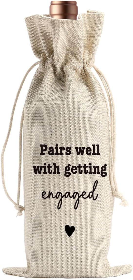 Engagement Wine Gift Bag Wedding Engaged Gifts for Newlyweds Couple Women Men Bridal Shower Gifts for Bride and Groom Pairs Well with Wedding Planning Getting Engaged Wine Bags
