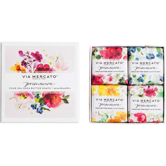 Via Mercato Primavera Spring Collection, Soap Gift Set (4 x 50 gram), Spring Flowers