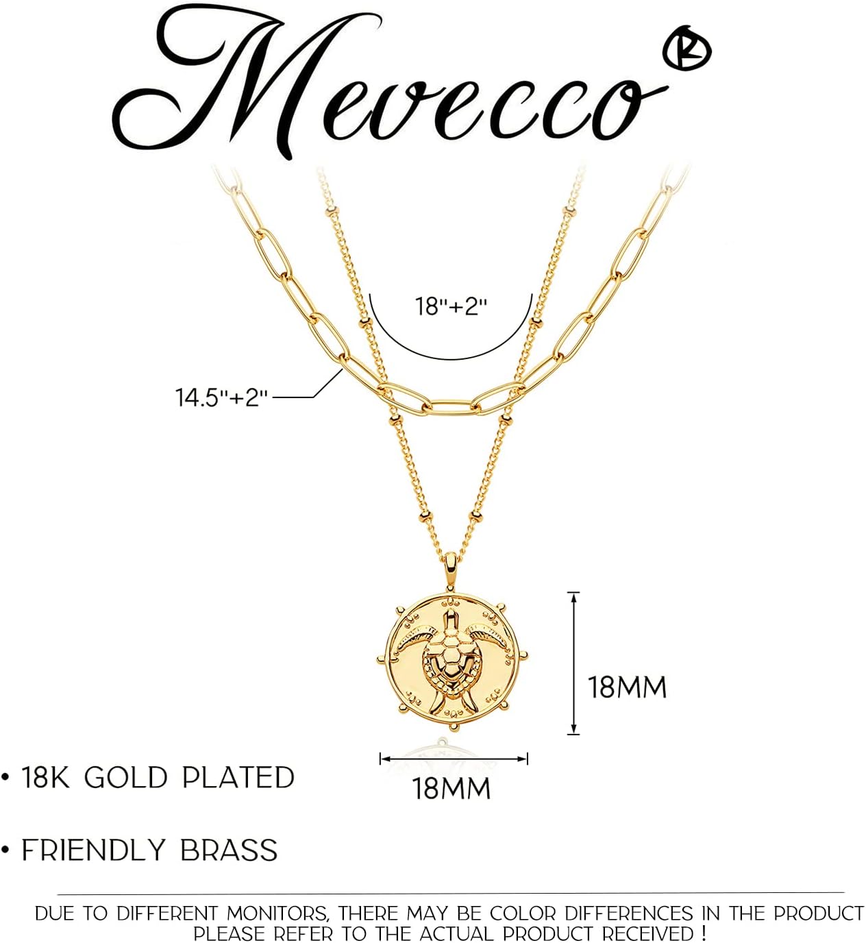 MEVECCO Layered Heart Necklace Pendant Handmade 18k Gold Plated Dainty Gold Choker Arrow Bar Layering Long Necklace for Women