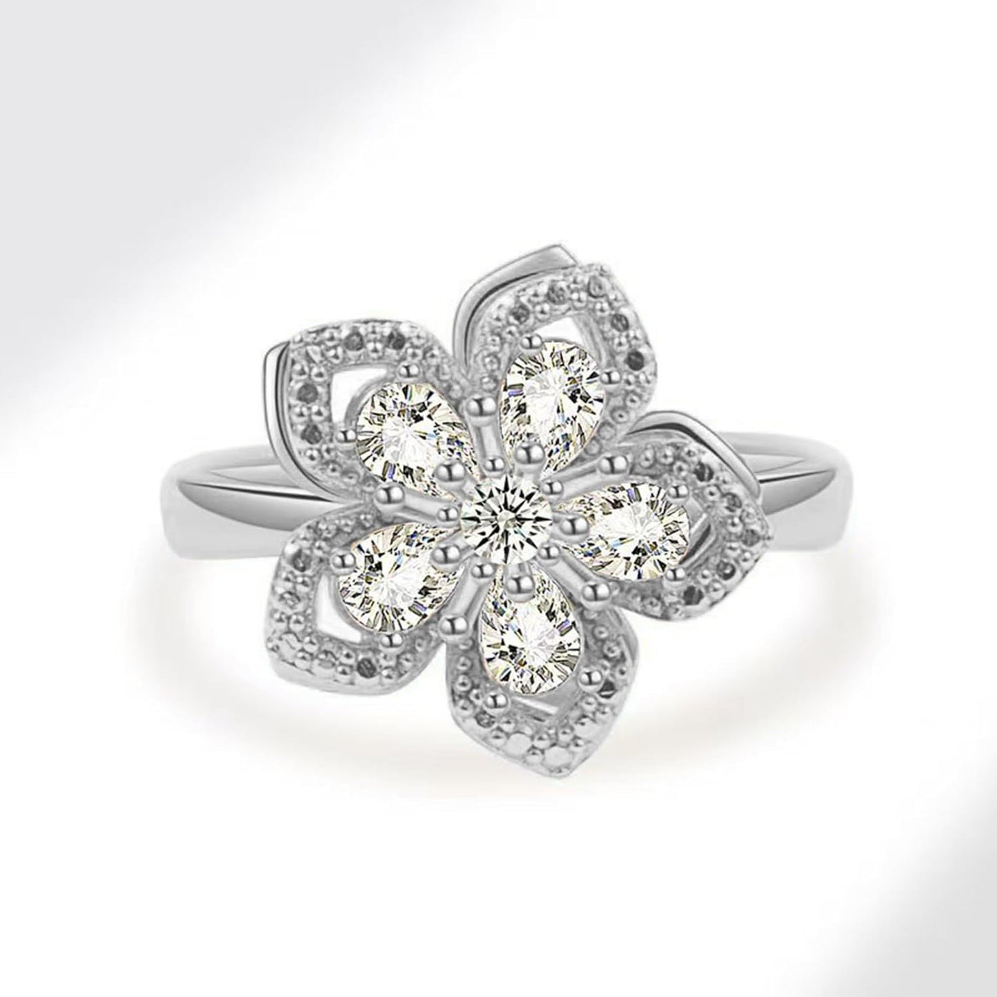 Necklace for Women Gold Flower Fidget Necklace Rotatable Crystal Silver Blossom Pendant Necklaces Adjustable Spinning Fidget Necklaces Redbud Flower Choker Funny Gift Jewelry