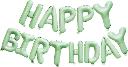 KALOR Olive Green Happy Birthday Balloons Banner, 16 Inch Mylar Foil Letters Balloon Sign for Women, Men, Boys & Girls Kids Birthday Decorations Photo Backdrop