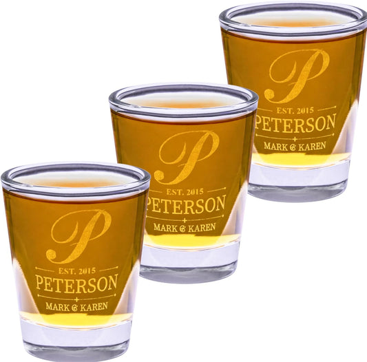 Gifts Inscribed Personalized Shot Glasses Set of 3 – Customized Glasses Drinking Set – Custom Drinking Glasses – Engraved Shot Glass Gift, Wedding, Birthday, Anniversary