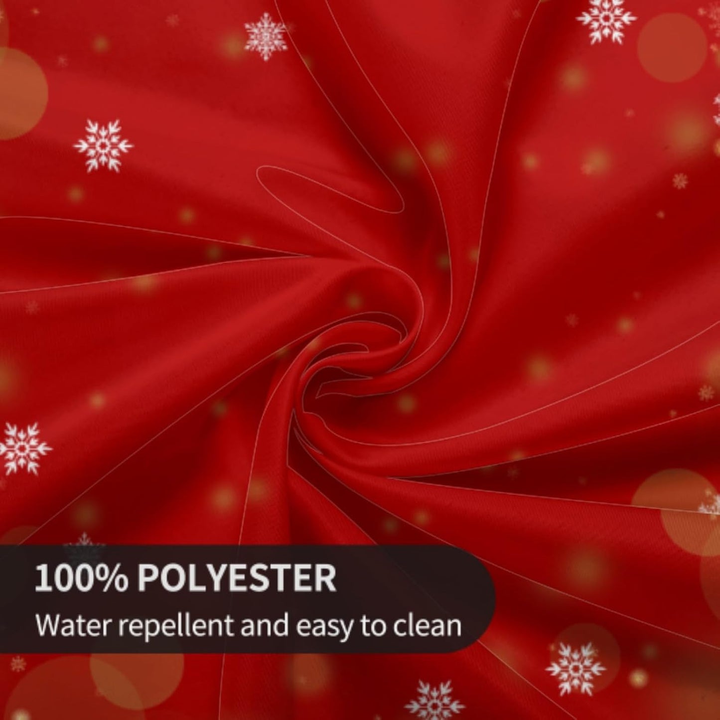 Giwawa Winter Snowflakes Round Tablecloth, Christmas Red Gold White Snow Table Cloth 60 Inch for Kitchen Dining, Xmas Polyester Fabric Non-Slip Table Cover for Holiday New Year Picnic Decor