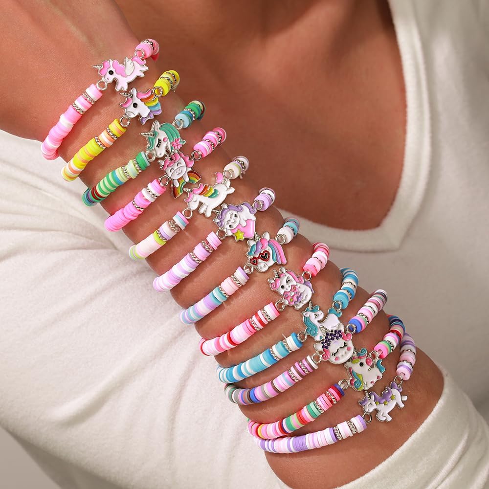 Friendship Bracelets Boho Stackable Bracelets for Women Surfer Heishi Clay Bead Bracelets Stretch Preppy Bracelets Colorful Boho Bracelets for Women