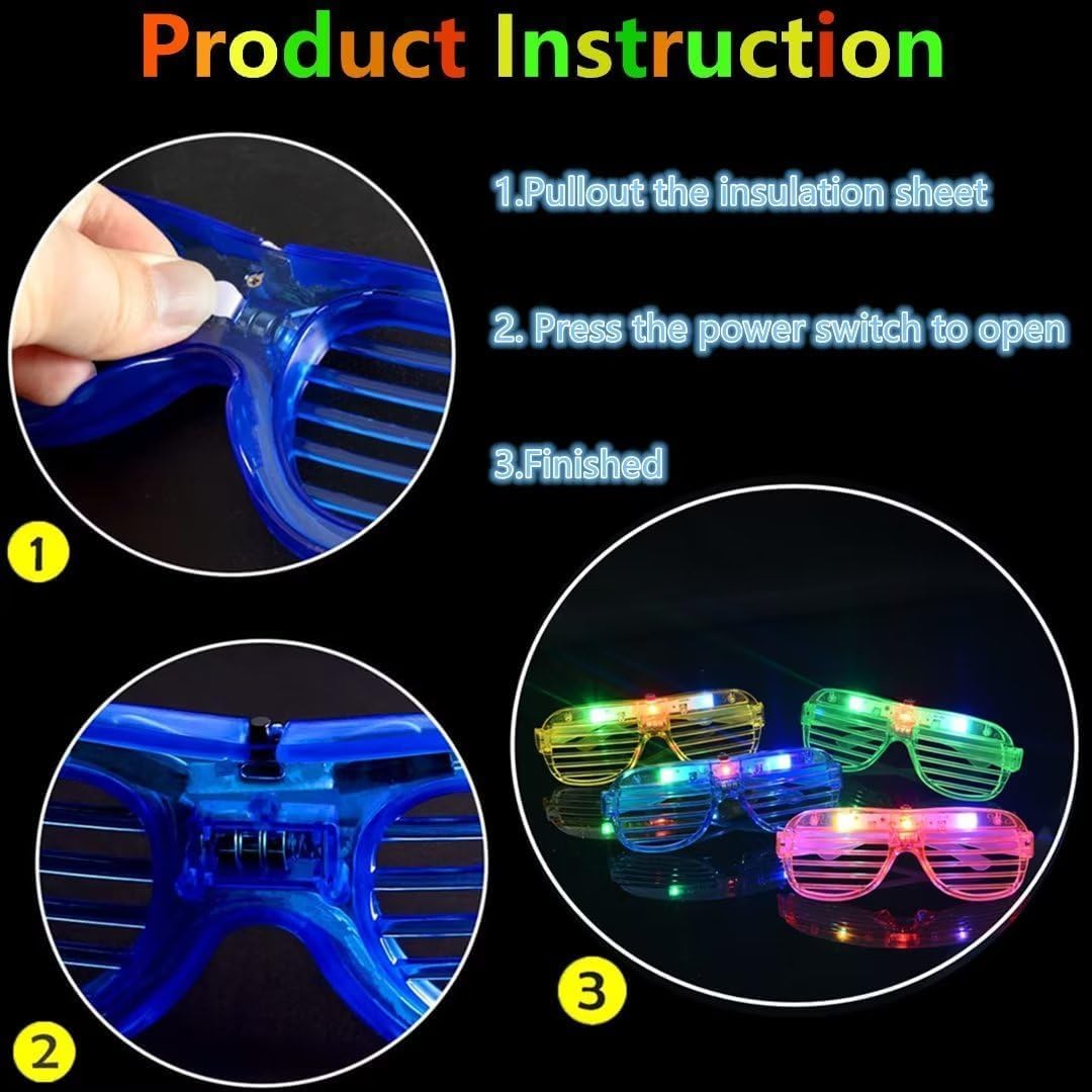 Fsmiling 24 Pack Light Up Glasses Adults Led Glasses Glow In The Dark Party Supplies for Adults Party Favor