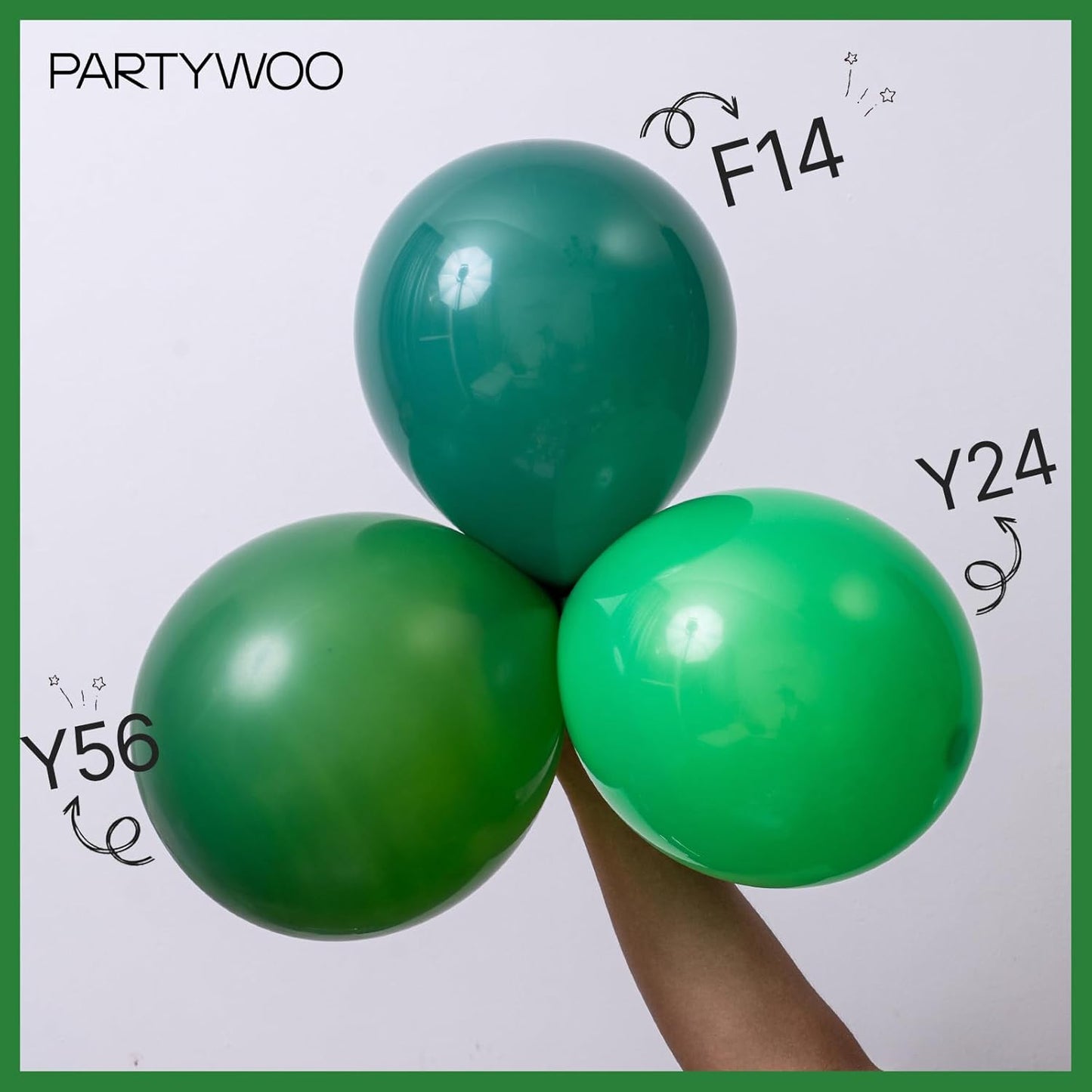 PartyWoo Dark Green Balloons 50pcs 12 Inch Emerald Hunter Forest Green Boho Neutral Balloons for Birthday Baby Shower Graduation Wedding Dinosaur Jungle Football Baseball Party Decorations Green-F14