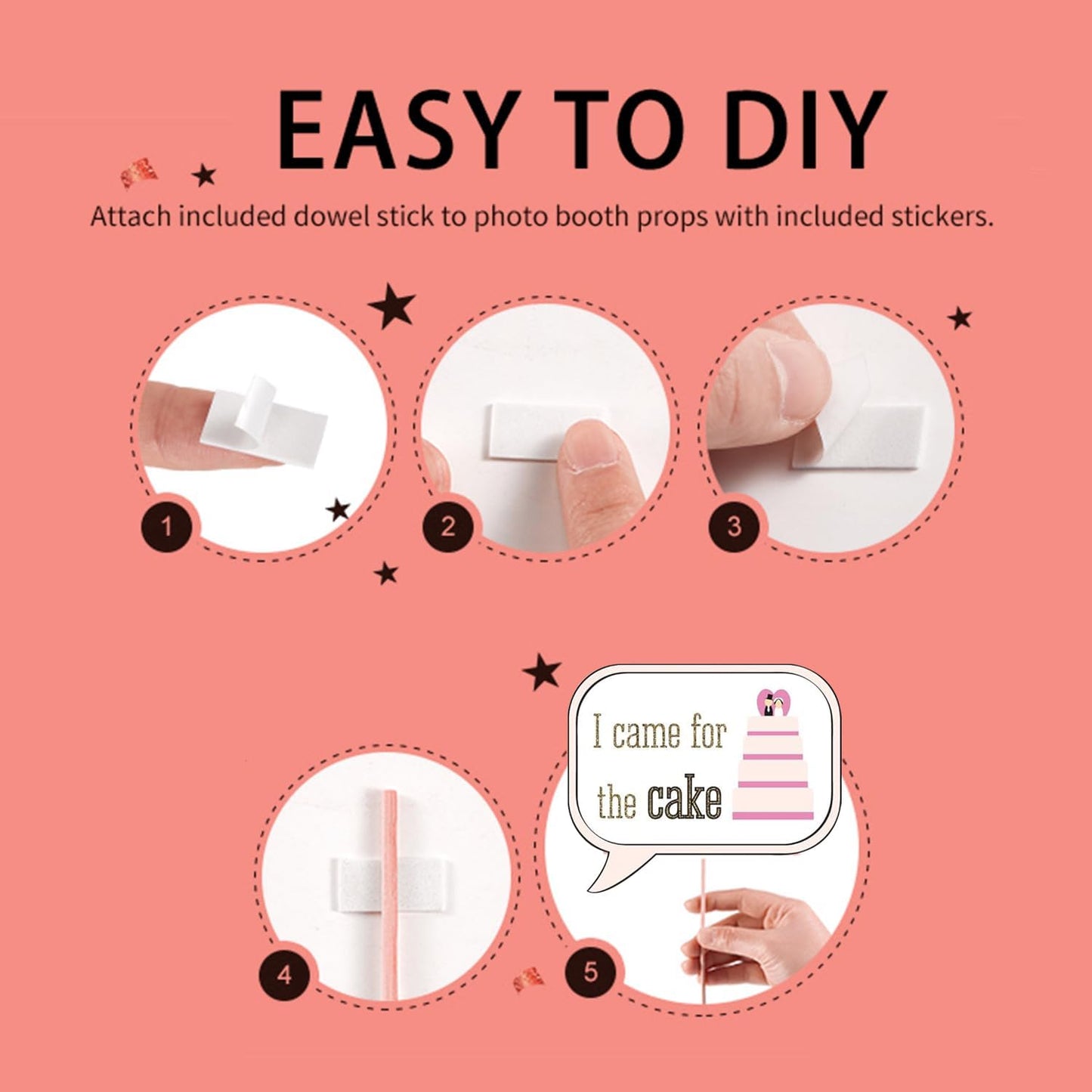 Wedding Photo Booth Props,31Pcs Set of Wedding Selfie Party Supplies&Decorations Supplies with Real Glitter Cute Wedding Backdrop and Selfie Station