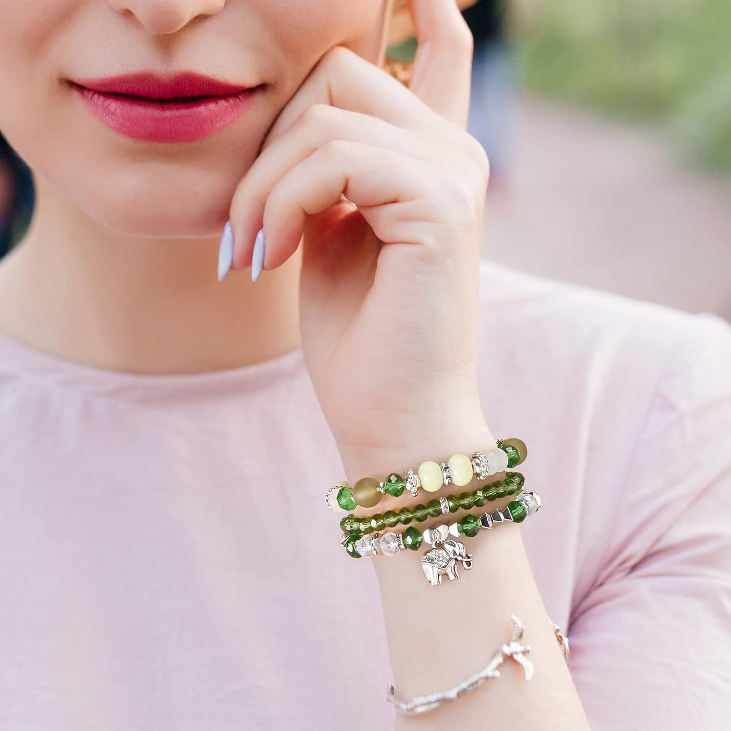 Bohemian Bracelet Sets for Women - 6 Sets Stackable Stretch Bracelets Multi-color Boho Jewelry for Women Hippie Bracelets Dainty Jewelry