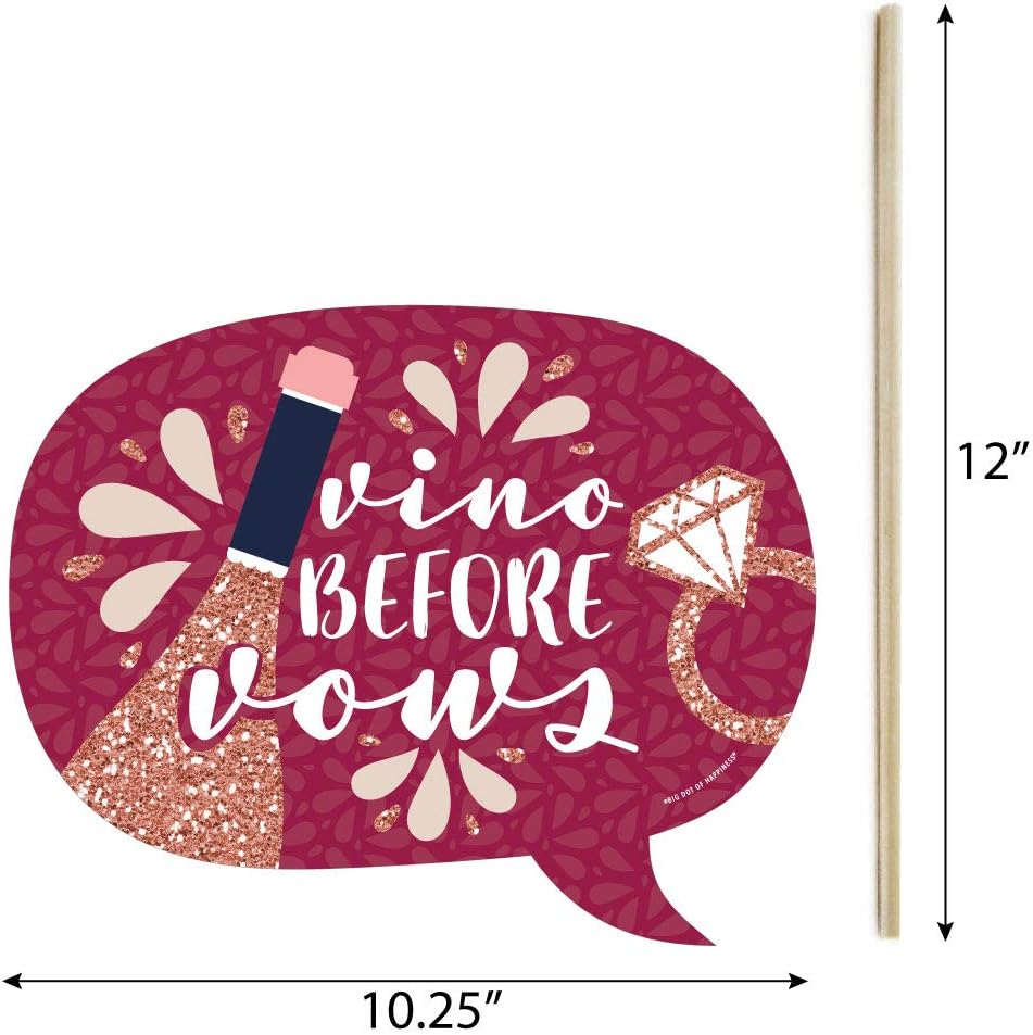 Big Dot of Happiness Funny Vino Before Vows - Winery Bridal Shower or Bachelorette Party Photo Booth Props Kit - 10 Piece