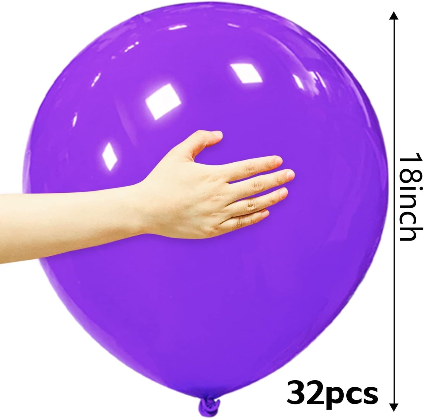 32Pcs Purple Big Balloons 18 Inch, Round Large Latex Party Balloons for Birthday Wedding Decorations. (purple)