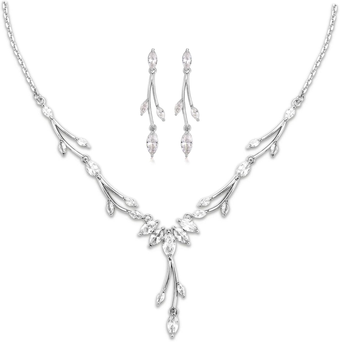 GULICX Jewelry Set for Womens, Rhinestone Necklace and Earrings Bracelet Set, Wedding Party Prom Jewelry Set for Brides Bridesmaid